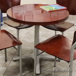 Cherry Round Office Table with Grey Base, 30"